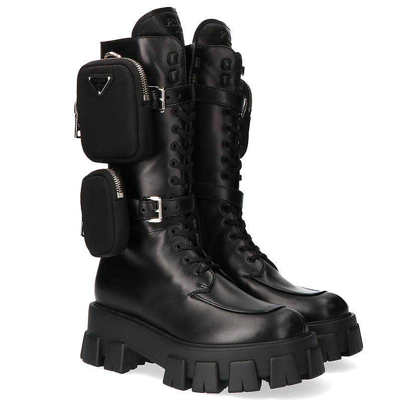 prada leather boots with pouch price