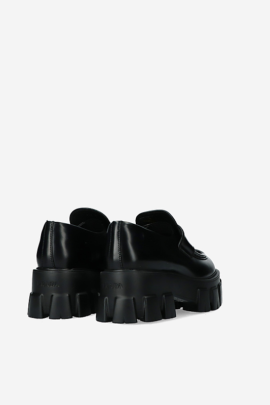 Schoenen Pumps Loafers Prada Loafers khaki-zwart casual uitstraling 