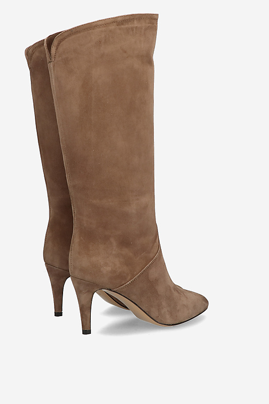 brown suede pointed toe boots