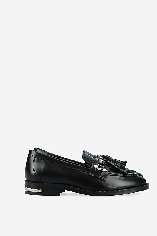 サンダル・ミュール TOGA Aj1070 Loafers - Toga Pulla - Leather - Black Auth TOGA PULLA 37 Mesh Lace Up Black Silver Hardware