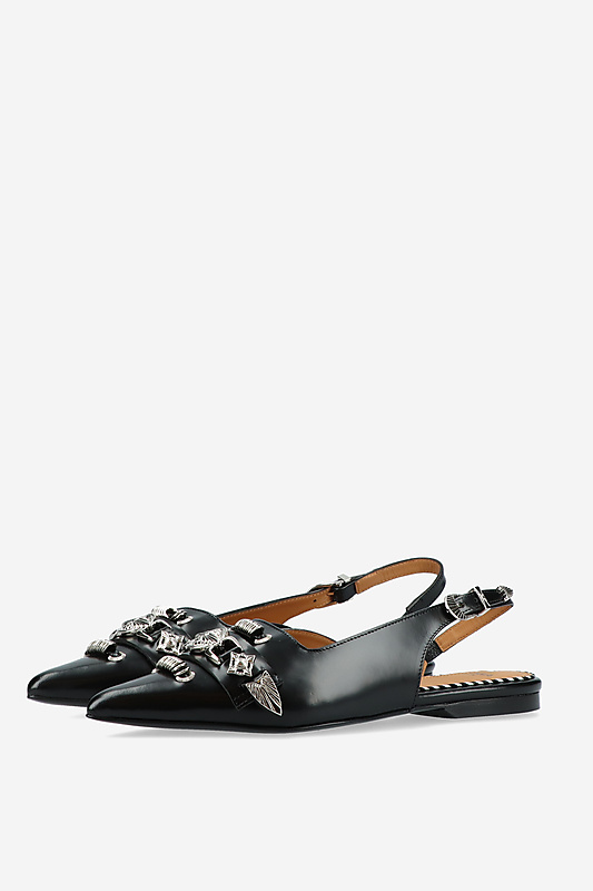 フラットシューズ Slingbacks Aj1398 - Toga Pulla - Leather - Black Toga Pulla Slingbacks at Mayke.com