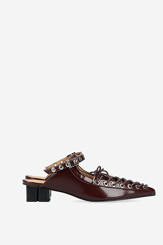 【関税＆送料込み】Ganni Mules With Laces Racing Red Red Lace-Up Mules | GANNI NL