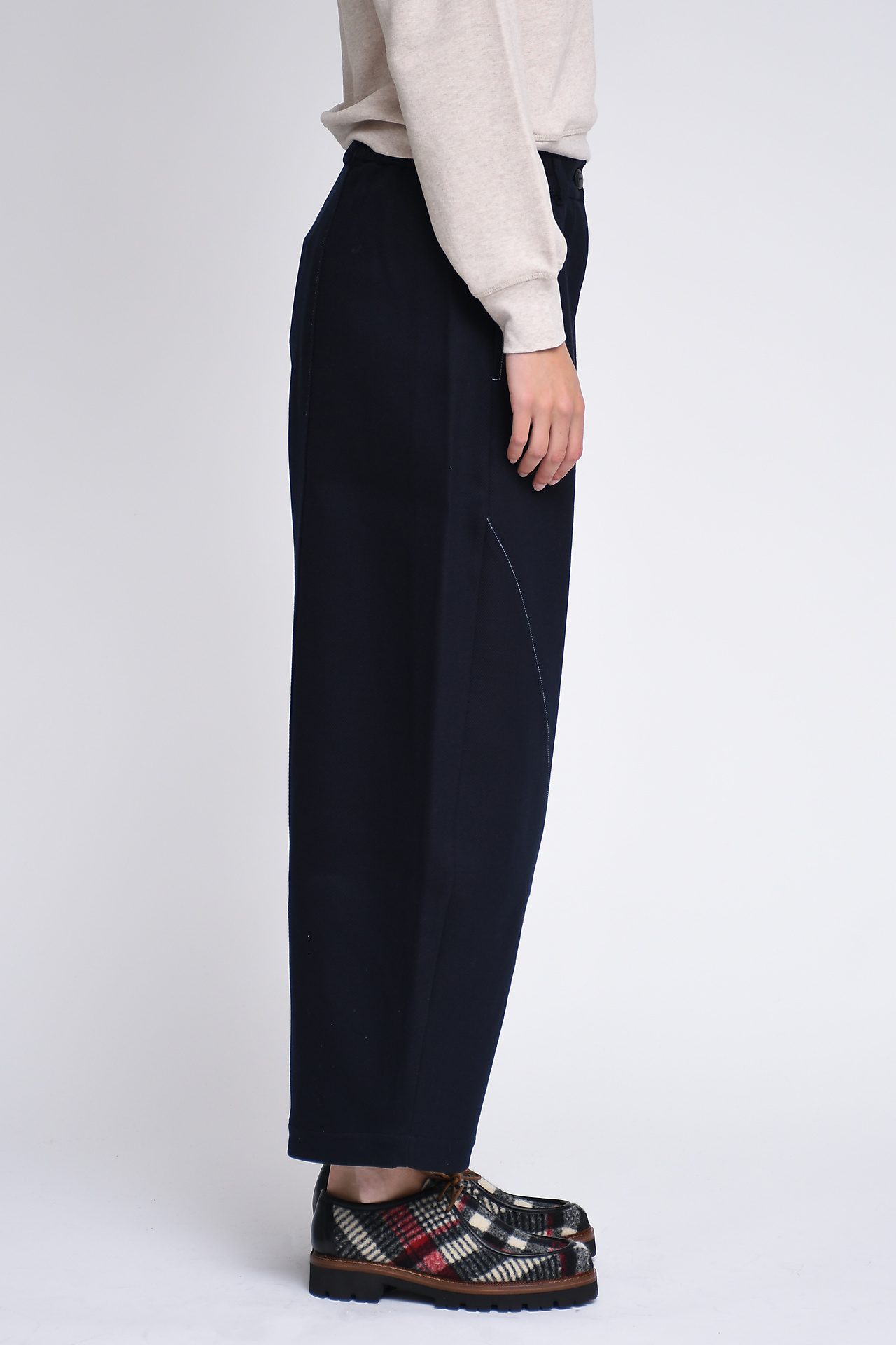 Cordera Cotton & Wool Carrot Pants - Navy